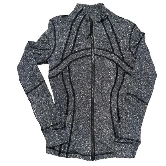 Lululemon Define Full Zip Jacket Preowned Sz 6 Luminesce Splatter White/Black - Picture 2 of 5